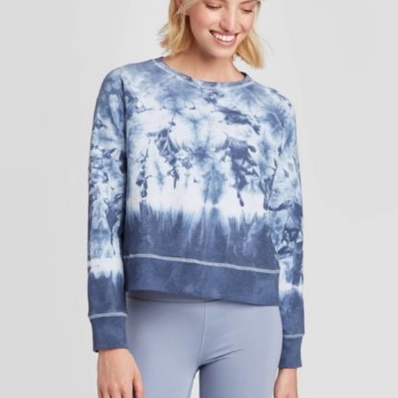 JoyLab Tops Joylab Blue Tie Dye Cropped Sweatshirt Poshmark